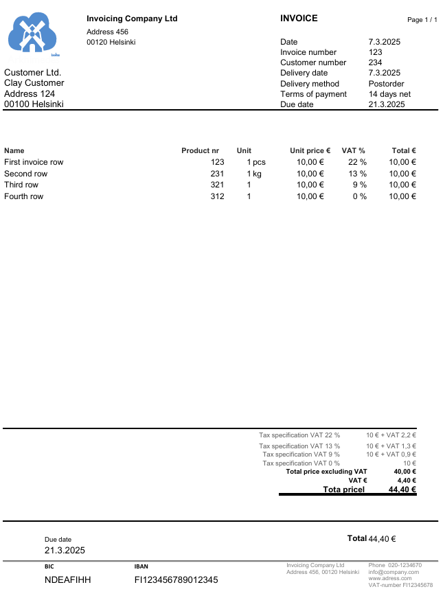 This is what the Excel invoice template looks like.